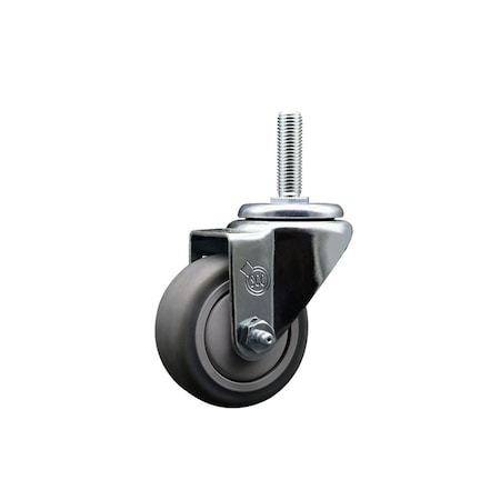 Service Caster 3 Inch Thermoplastic  Rubber Wheel Swivel 58 Inch Threaded Stem Caster Service Caster SCC-TS20S314-TPRB-58212